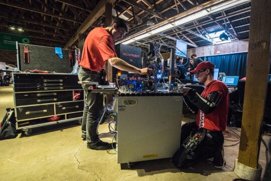 Two engineers working on an machinery application